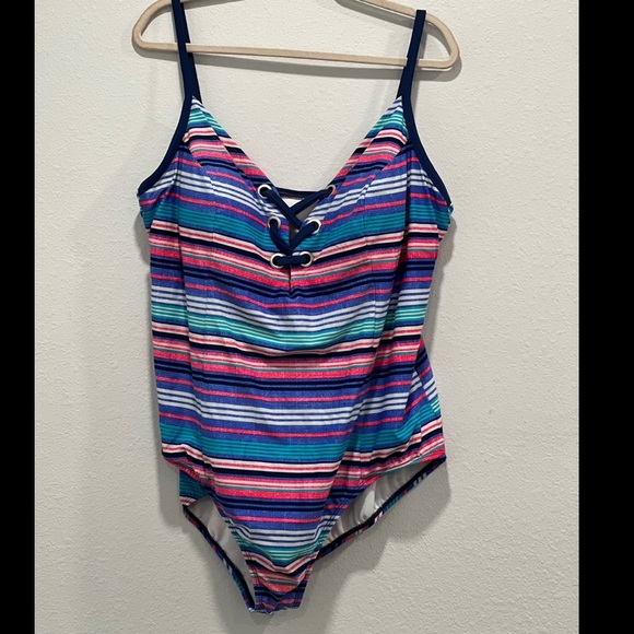 Time and Tru Other - Time Tru Blue Pink Swimsuit 2 XL